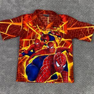 Vintage Spider-Man 2 Shirt Boy's 6X Button Up 2002 Marvel Comics Spiderman 2